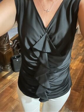 Banana Republic Black Ruffle V-Neck Camisole